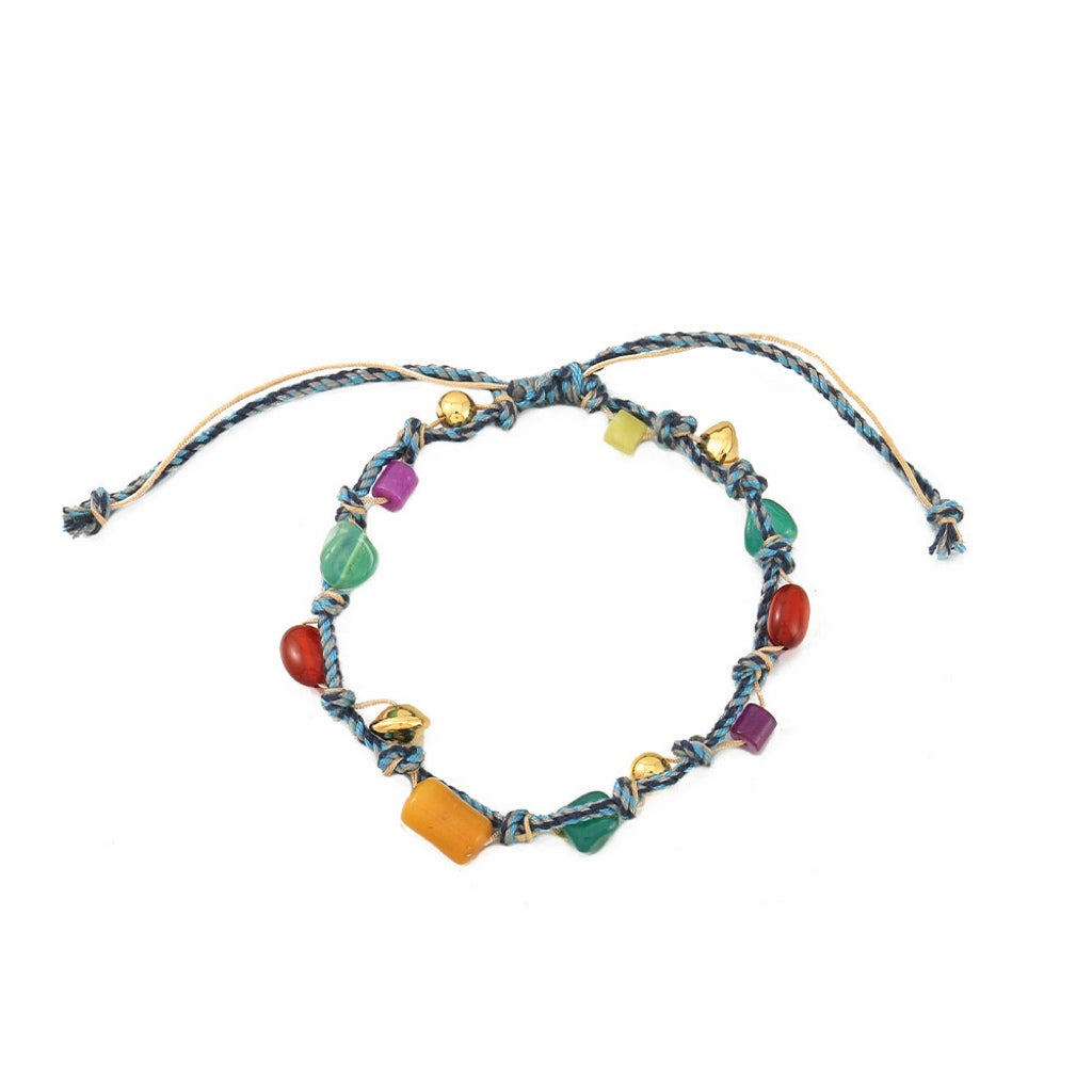 Vintage Natural Stone Bracelet - Colorful Gemstone Beaded Bracelet