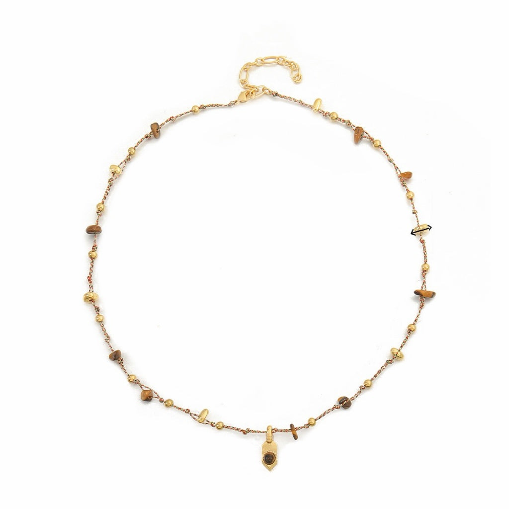 Natural Gemstone Pendant Necklace - Gold Chain Bohemian Style