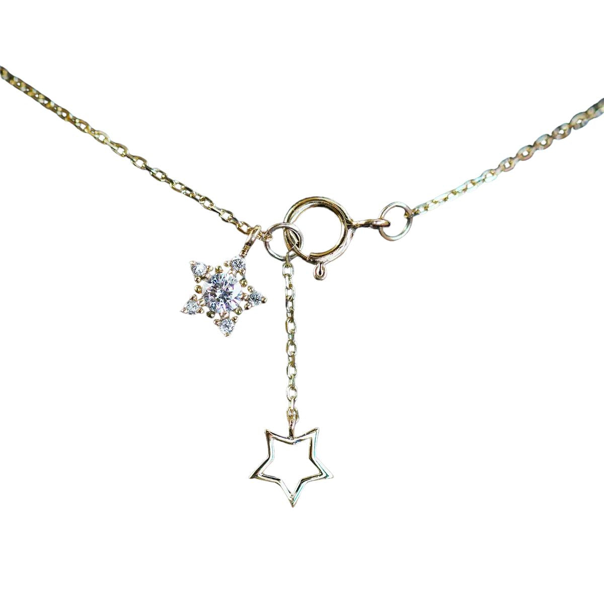 Gold Star 925 Sterling Silver Necklace - Delicate Layered Chain